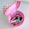 کیف لوازم آرایشی صندوقچه ای خال خالی سفید
