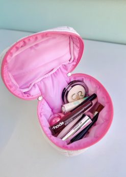 کیف لوازم آرایشی صندوقچه ای نقطه ای سفید