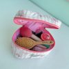 کیف لوازم آرایشی صندوقچه ای پاپیون صورتی