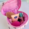 کیف لوازم آرایشی صندوقچه ای تدی و پاپیون صورتی