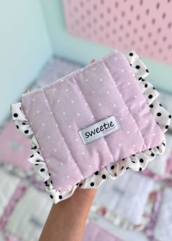 کیف جاکارتی پینترستی مربعی خال خالی صورتی پاستلی