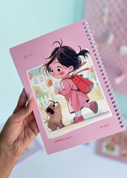 دفتر 50 برگ دختر و پاپی کیوت صورتی